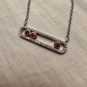 Elegant Silver and Red Gemstone Necklace